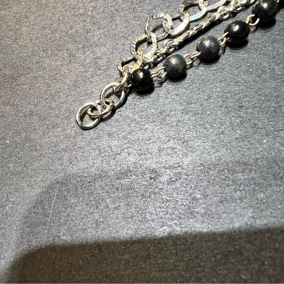 HandCrafted Chain Bracelet with Vintage Wood Rosary Black Beads - Picture 7 of 7